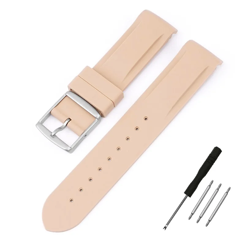 20mm Curved End Waterproof Rubber Sports Watch Strap