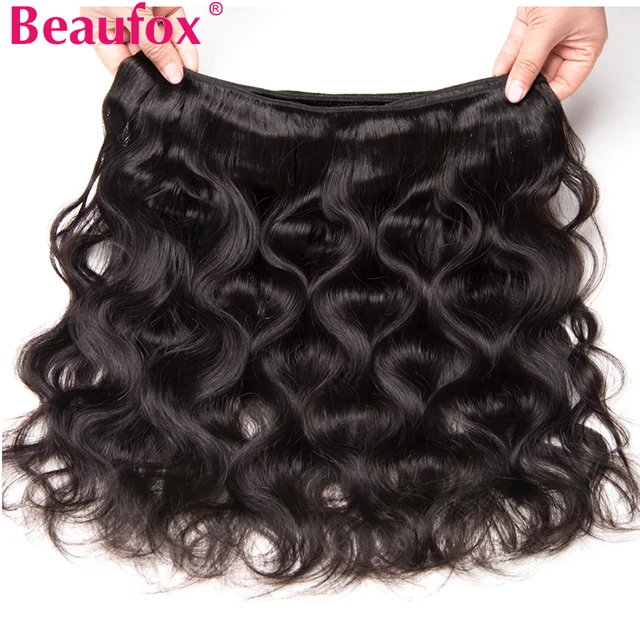 Beaufox Body Wave Bundles Brazilian Hair Weave Bundles 1/3/4 PCS Human Hair Bundles Natural /Jet Black 8-30"Remy Hair Extensions 5
