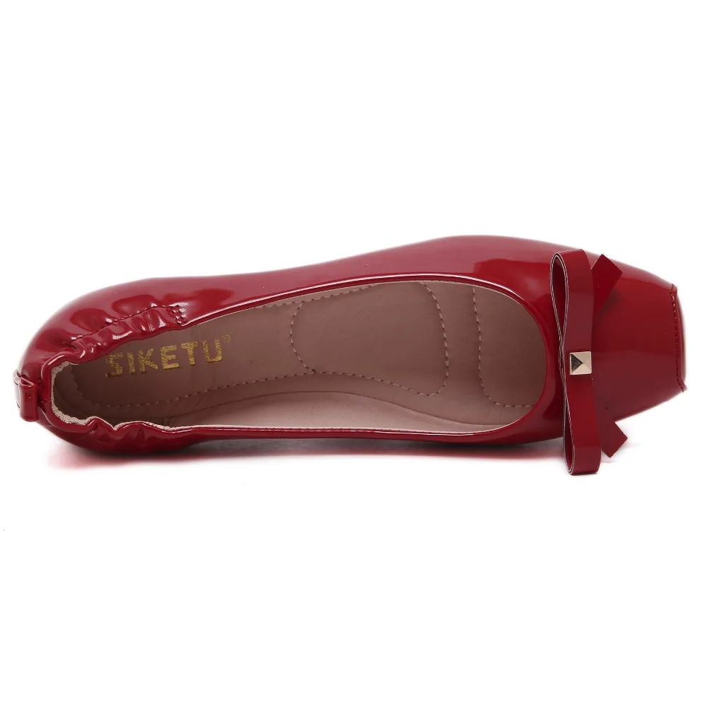 Newest Bowtie PU Square Toe Women Loafers Driving Casual Ballet Flats Shoes 5