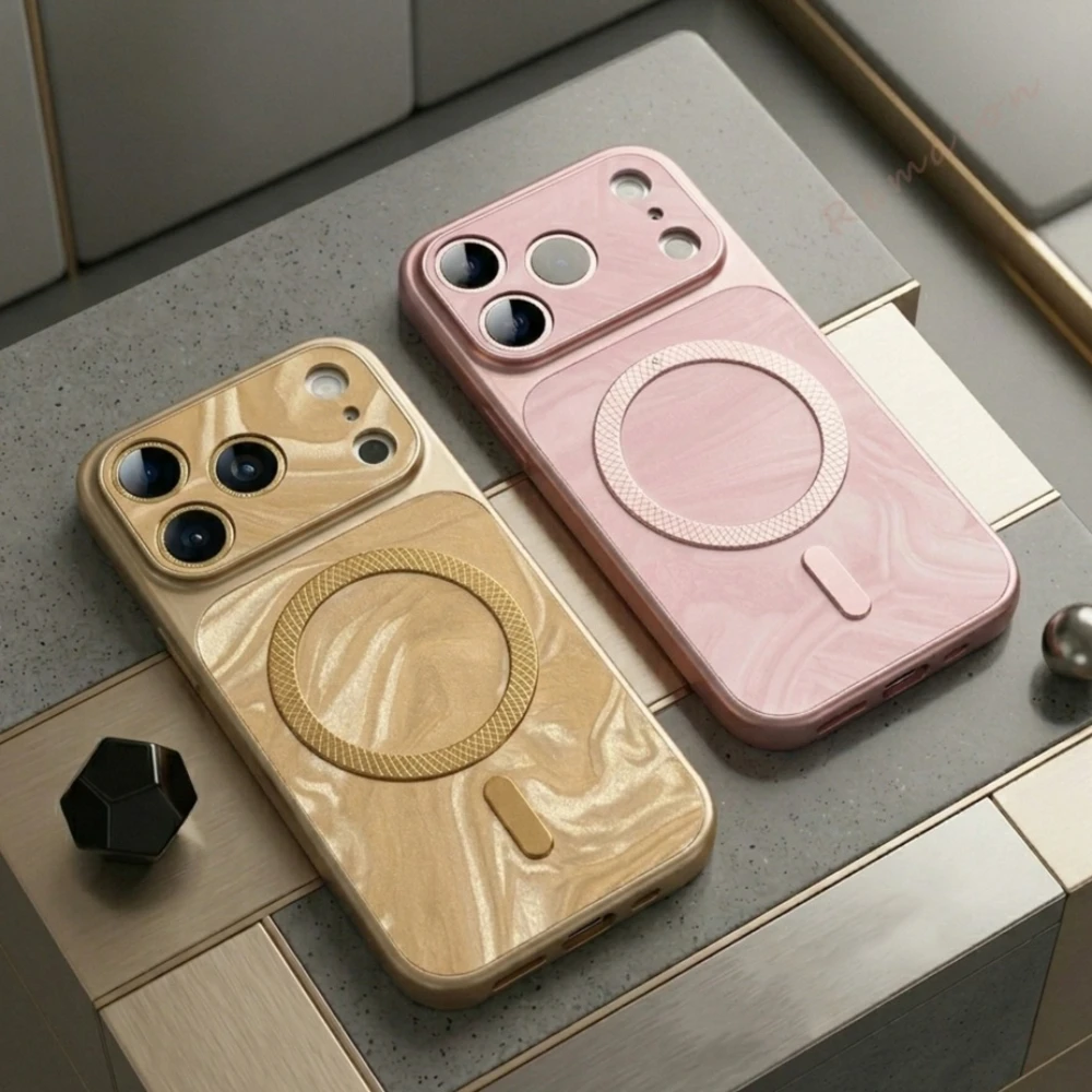 Offizielle magnetische Handyhülle „Water Wave“ für iPhone 13, 14, 15, 16, 17 Pro Max und 17 Pro – Stoßfester Schutz mit großem Sichtfenster_voghion.com