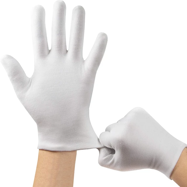 Gants blancs en coton pour hommes et femmes, 6/12 paires, mitaines pour  grillades, pièces d'art, bijoux, travail d'inspection, cosmétique, peau,  spa, eczégypti - AliExpress