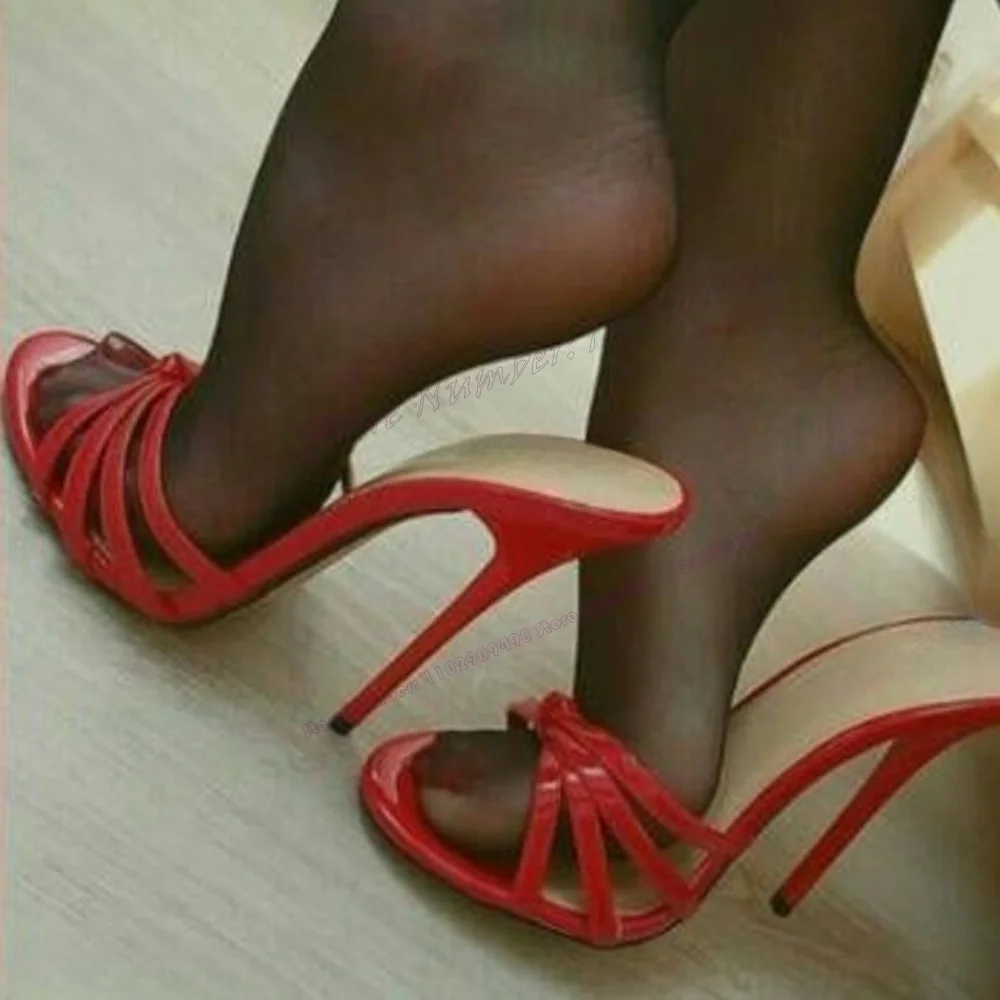 

Red Knot Extreme High Heels Slippers Open Toe Shoes for Women Thin Heels Sexy Evening Party Shoes 2023 Zapatos Para Mujere