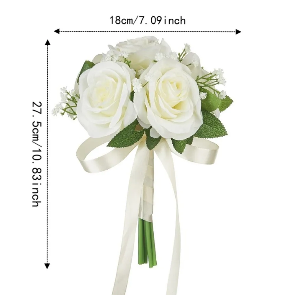 Bouquet da Sposa in Fiori di Seta Preconfezionato, Fiori Artificiali Riutilizzabili Multifunzionali per la Sposa - Image 6