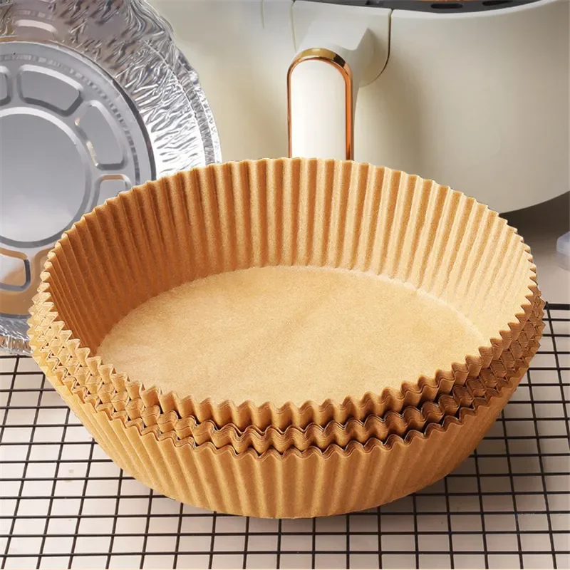50pcs Air Frying Pan Disposable Wood Pulp Parchment Paper Cheese Cake Pad Air Frying Pan Baking Paper Accessories air fryer paper,air fryer liners,disposable air fryer liners,air fryer accessories,parchment baking paper