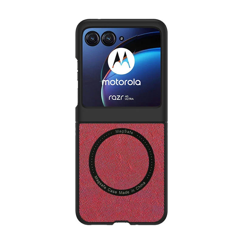 Luxury Real Leather For Magsafe Shockproof Case For Motorola Moto Razr 40 Ultra Razr40 Ultra Magnetic Wireless Charging Cover