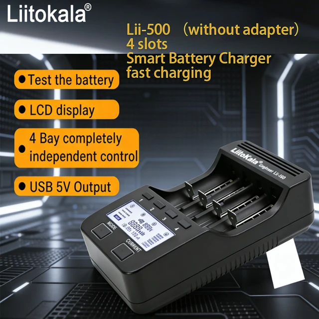 LiitoKala LII-500 Smart Universal LCD Battery Charger for Li-ion Ni Mh AA AAA 10440 14500 16340 17335 17500 18490 17670 18650 1