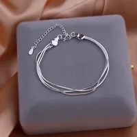 Fashion 925 Sterling Silver Bracelets for Women Simple Korean Multi Layer Coil Adjustable Bracelets Party Wedding Jewelry Gifts