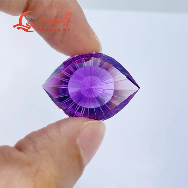 

31.89ct eye's shape millennium cutting beautiful Natural Amethyst gemstone loose stone for jewelry making GRC certificated