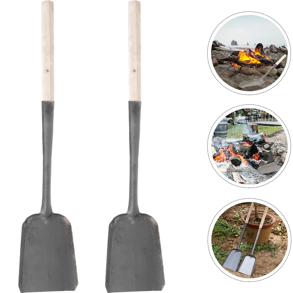 

2 Pcs Soot Oven Scooping Ash Spade One Stove Coal Shovels Iron Multifunctional Hand Spades Fireplace