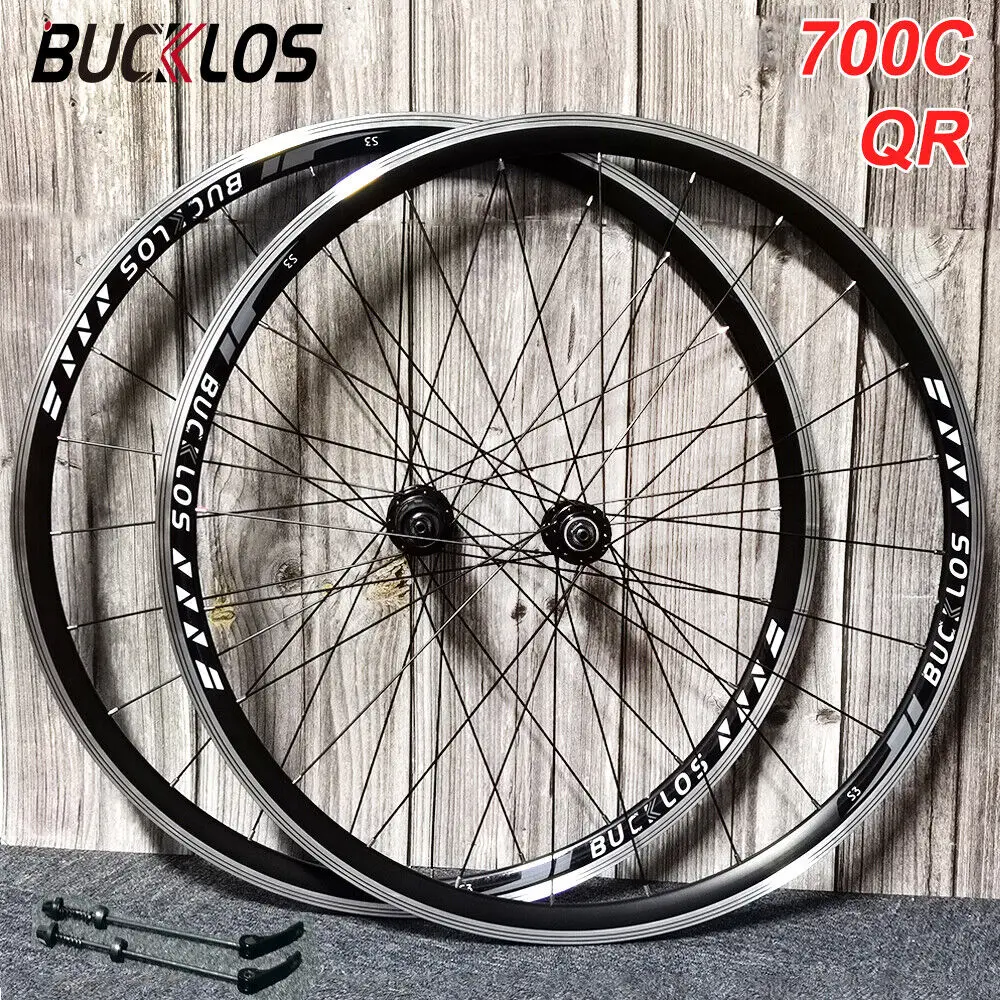

BUCKLOS 700C Road Bike Wheels Front Rear Wheelset 8-10S 700C QR Bicycle Rim Brake Aluminum Alloy Fit 23-25C Clincher 8/9/10s