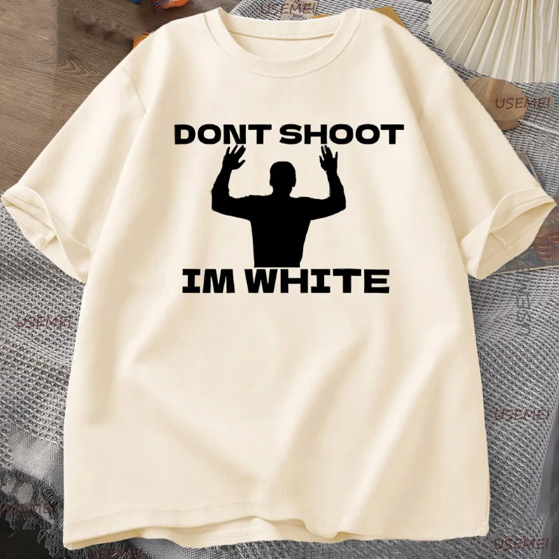 재미있는 유머 Don't Shoot 그래픽 T 셔츠 남성 코튼 반팔 티셔츠 티셔츠 캐주얼 통기성 루즈 라운드 넥 티셔츠 탑