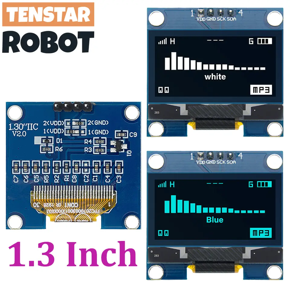 1.3" OLED Display Module White Blue Color Drive Chip SH1106 128X64 1.3 Inch LCD LED IIC I2C Communicate image 1