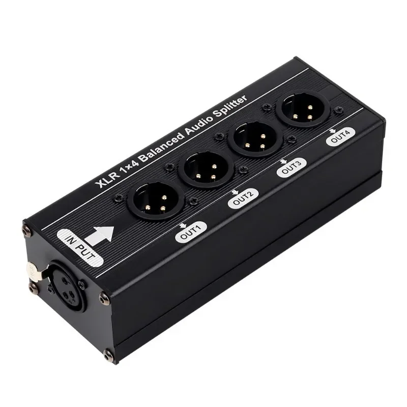 M13K-XLR 1X4 밸런스드 오디오 스플리터 1입력 4출력 XLR 오디오 스플리터 XLR 오디오 신호 분배기 박스