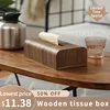 Simple Living Room Tissue Box Walnut Wood Bathroom Paper Box Table Desktop Storage Box Wooden Tissue Case Kitchen Accessories 1