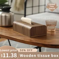 Simple Living Room Tissue Box Walnut Wood Bathroom Paper Box Table Desktop Storage Box Wooden Tissue Case Kitchen Accessories 1
