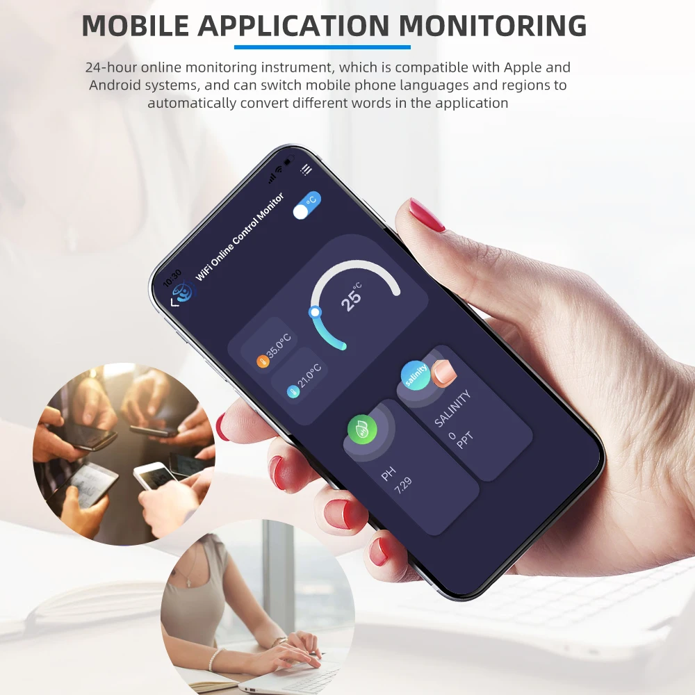 8 in1 Wifi Water Quality Tester Digital Display PH ORP EC CF TDS SALT S.G Temperature Sensors Meter Multifunction Smart Monitor 3