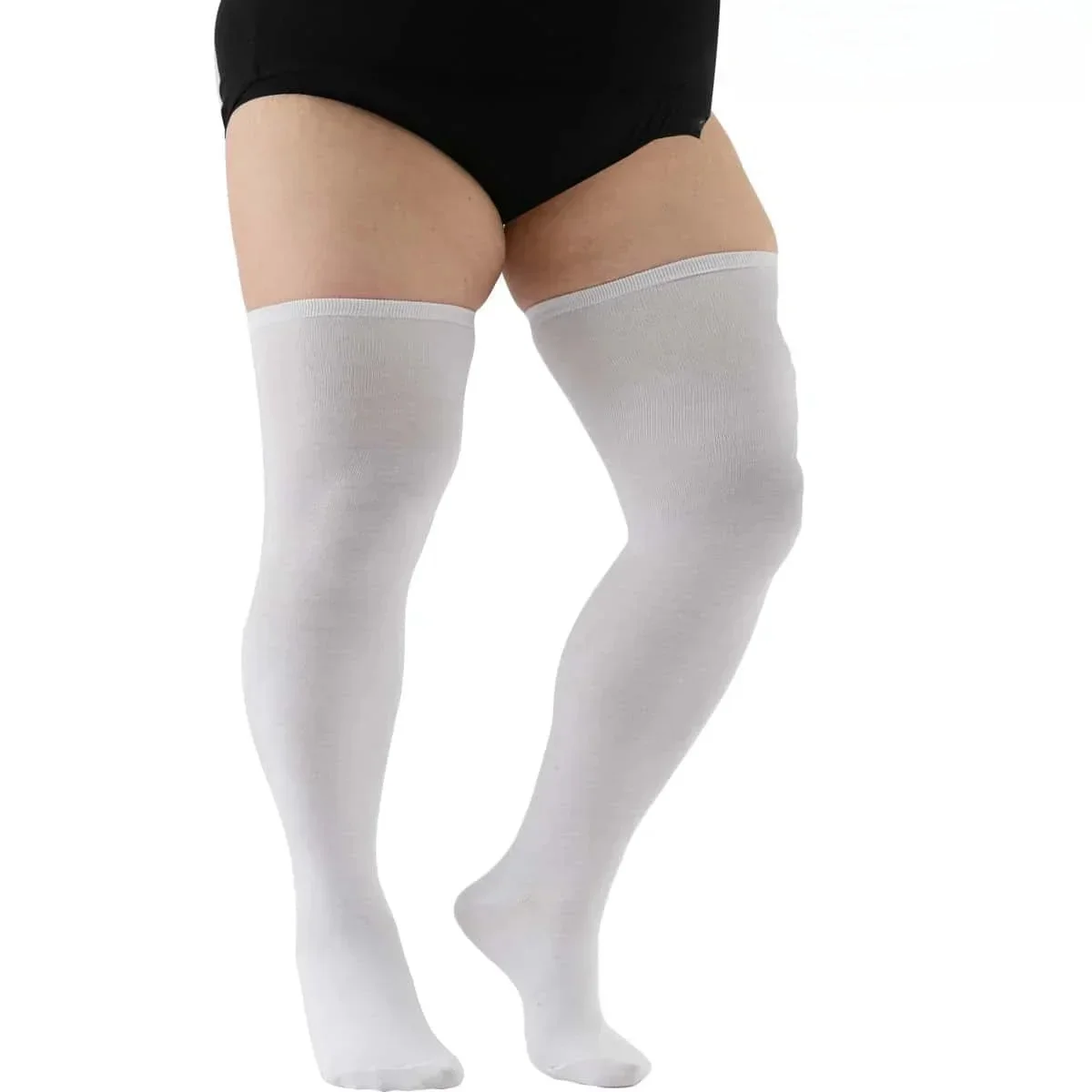 Women's Black and White Striped Thigh-High Knit Leg Warmers