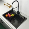 matte black kitchen sink above counter or udermount vegetable washing basin sinks dark grey stainless steel seamless welding pia 2