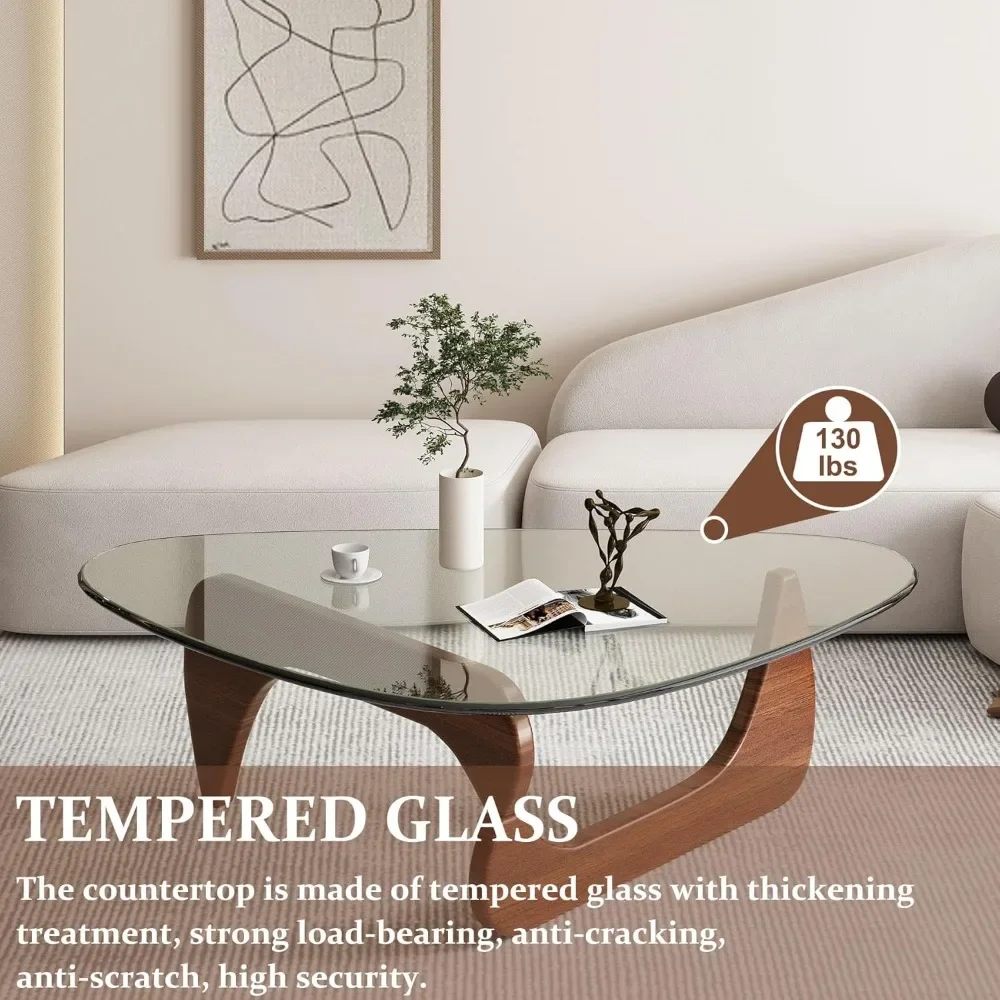 Coffee Tables for Living Room Century Modern Abstract End Table for Study Room(Walnut Transparent, Small 32.2 * 22.4 * 16in) 3