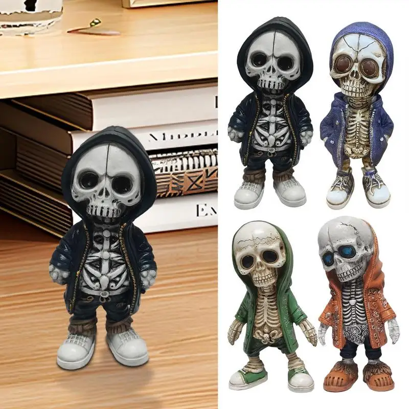 

Cool Skeleton Figurines Miniature Skeleton Sculpture Resin Portable Ornaments Collectible Decorative For Halloween Party Desktop