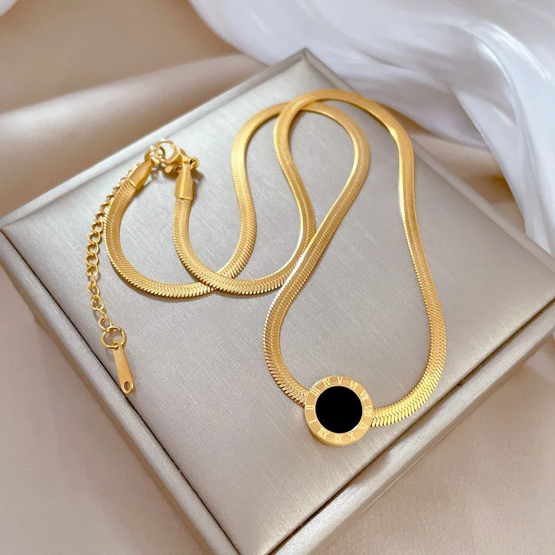 XIYANIKE 316L Stainless Steel Women's Necklace Gold Color Round