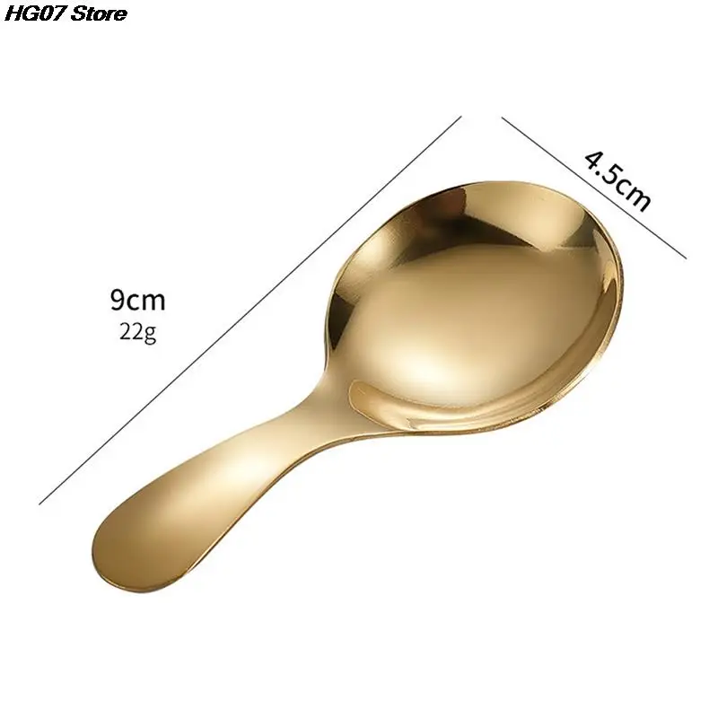 Stainless steel spoon Stainless steel spoon set 1PC cute stainless steel spoon short handle gold ice cream tea coffee spoon kids kitchen condiment spice scoop