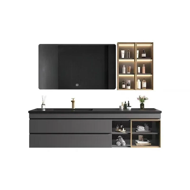 Narrow Modern Simple Rock Cabinet Corner Storage Organizer Mirror Cabinet Vanity Unit Luxury Wall Shelves Mobile Bagno Furniture