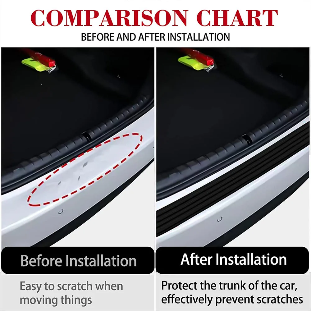 Car Trunk Door Sill Protector Anti-scratch Universal Rear Bumper Guard Rubber Mouldings Pad Trim Cover Strip Car Styling