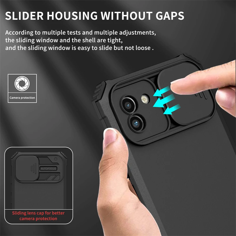Slide Camera Lens Protect Armor Back Case with Holder Stand