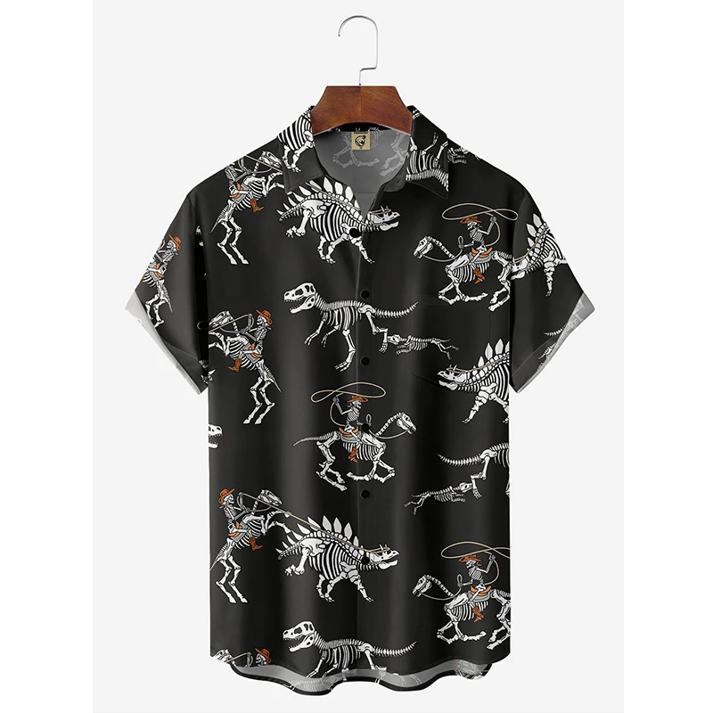 Mens Designer Clothes 3D Print Shirts Oversized Summer 2024 Travel Hawaii Beach Hawaiian Harajuku Dinosaur Camisa Masculino Tops 2