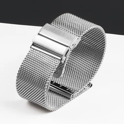 Elegant Milanese Mesh Stainless Steel Watch Band with Folding Buckle - 22mm (Silver)