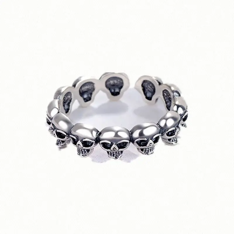 925 Sterling Silver Skull Adjustable Rings For Women Vintage Wedding Jewelry silver rings,silver ring,wedding rings