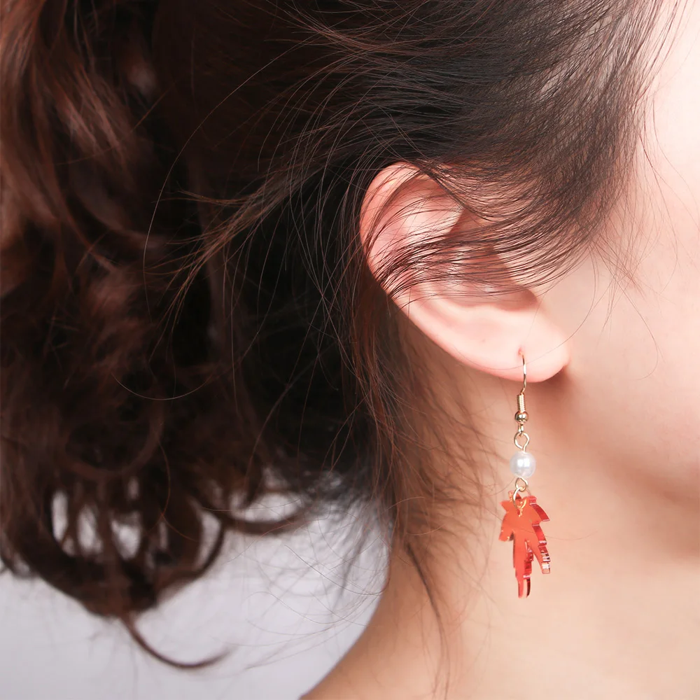 Women Simple Maple Leaves Pearl Drop Dangle Earrings Trendy Personality Minimalist Jewelry Gift