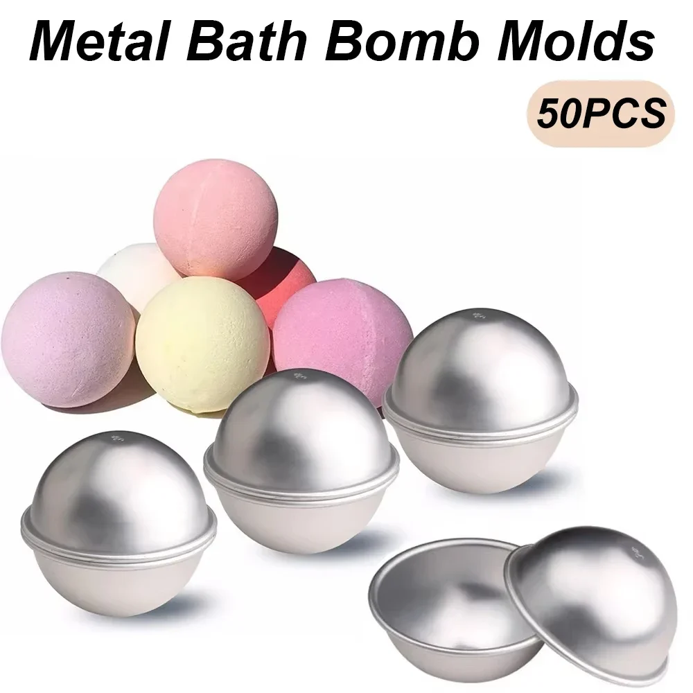 Baking Mold 50PCS Aluminum Alloy Ball Sphere Cake Baking Mold Semicircle Sphere Bath Bomb Molds for DIY Making Supplies Pastry Mould Baking Mold Bath Bomb Mold