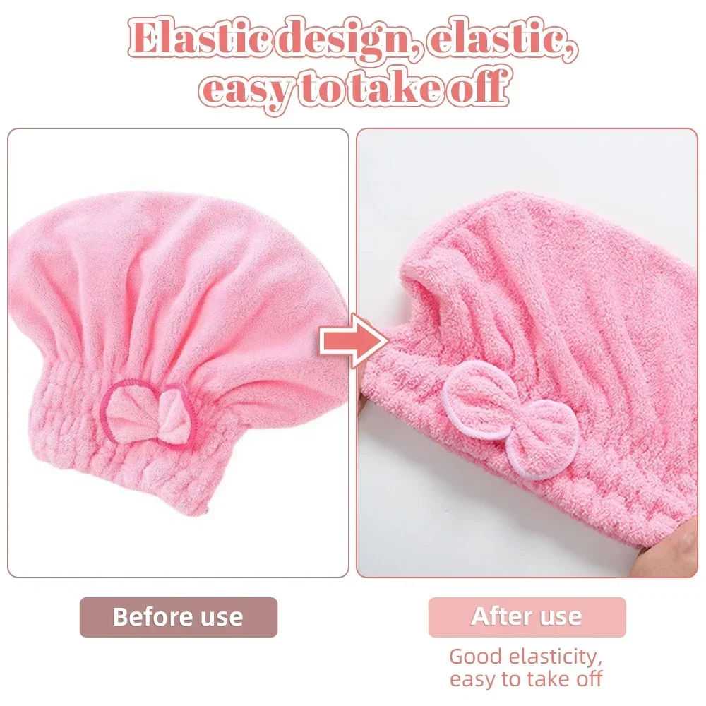 Microfiber Quick Hair Drying Towel Bathcap Spa Bowknot Wrap for Women
