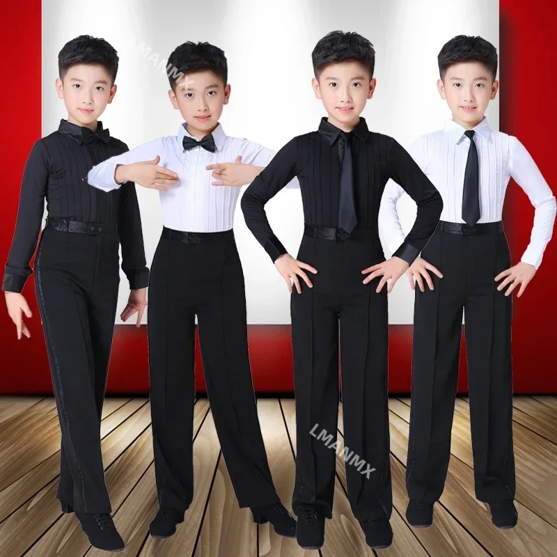 Dance Shirts Dance Pants Ballroom Boy Latin Dancing Tango Desigual Competition Suit Children's Professional Dance Wear Boy Salsa Shirt + Pants