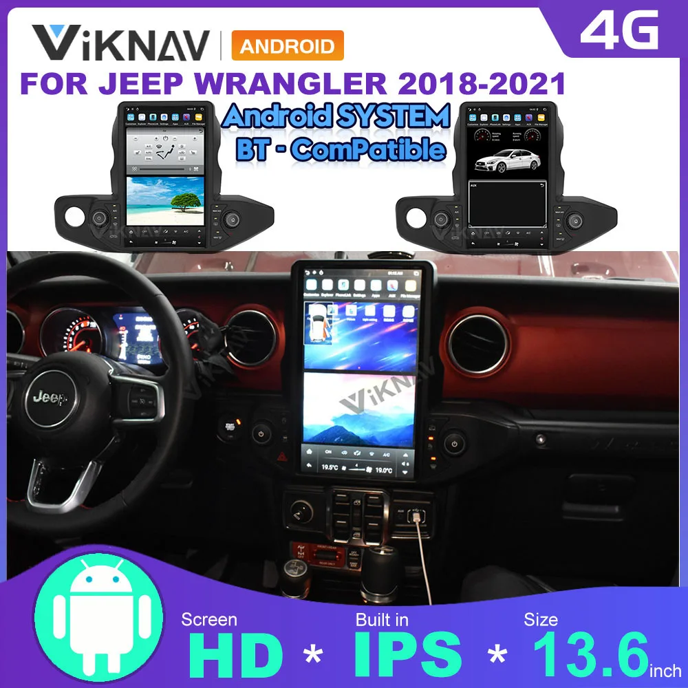 

Tesla Radio For Jeep Wrangler 2018-2021 Auto Stereo Android Multimedia Player Car GPS Navigation Tape Recorder Head Unit