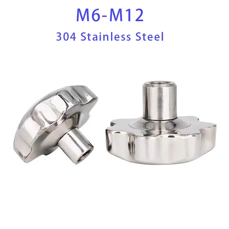 thumbnail image 2 of 1pc M6 M8 M10 M12 Stainless Steel 304 Female Thread Star Knob Handles Star Shaped Clamping Nuts Knobs Plum Hand Wheel(M8 Head 42mm 2 of 11