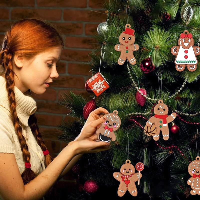 Gingerbread Man Ornaments Xmas Tree Hanging Pendant 2024 Merry Christmas Decorations for Home 2025 New Year Gift Navidad Noel