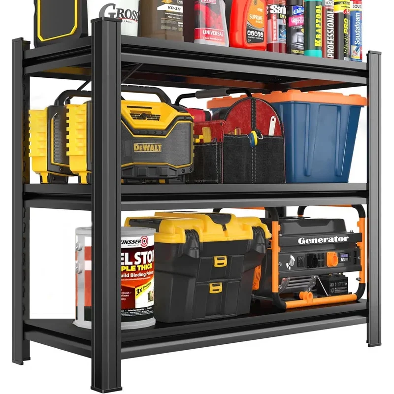 3-Layer Storage Rack, Metal Storage Rack, Adjustable Height Partition, Suitable For Living Room, Kitchen, Supermarket, Garage. B