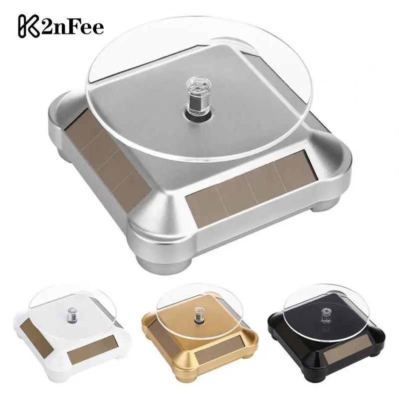 360 Degrees Dual Use Solar Rotating Display Stand Stable Automatic Turntable For Showcase Collection Shelf Rotating Display