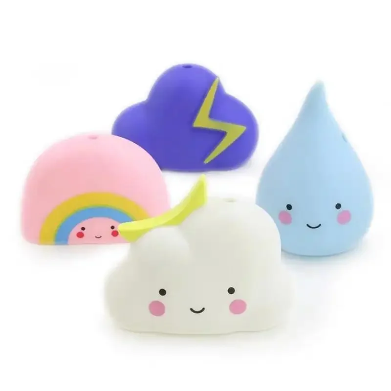 Creative Bath Weather Toy Soft Glue Bathroom Clouds Raindrop Rainbow Thunderstorm Shower Floating Play Water Educational Toy 6