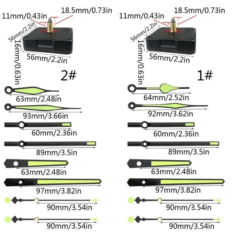 367A Long Shaft  Clock Wall Clock Movement Clock Mechanism Hands Replacement Repair Tool  Machine Clock Arms 6