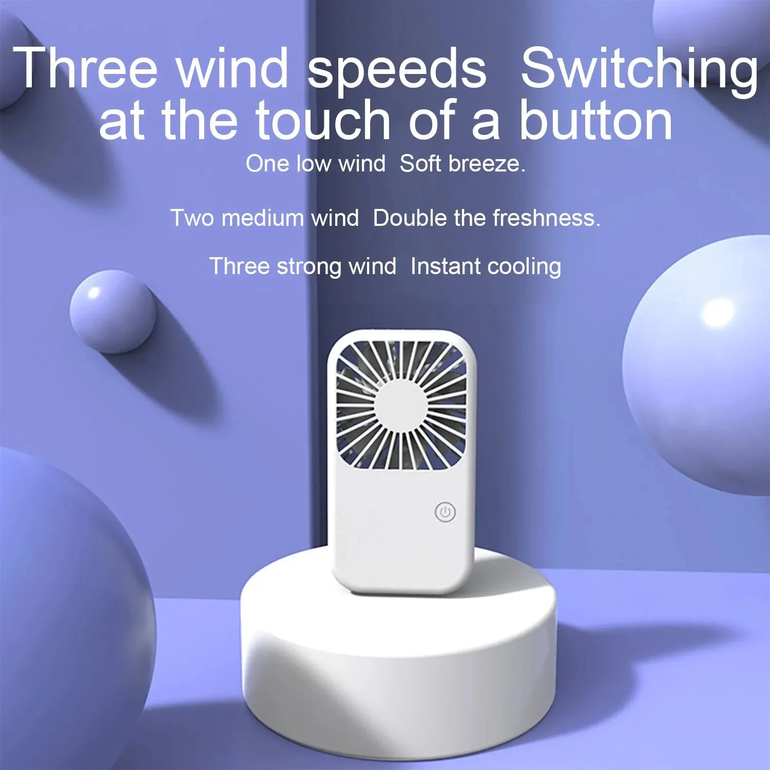 Compact Mini Fan Rechargeable Stand Small Pocket Fan with Three Wind Speeds Powerful Range Long-lasting Fan 2