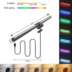 RGB LED Monitor Light Bar - Stepless Dimmable Eye Protection Screen Lamp (7colors with RGB)