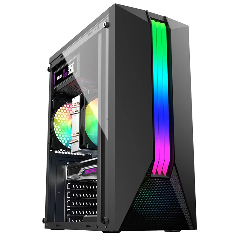 Transparent Computer Case PC Tower With RGB Atmosphere Lamp For ATX/M-ATX/ITX Motherboard 270mm Graphic Card USB SSD HDD