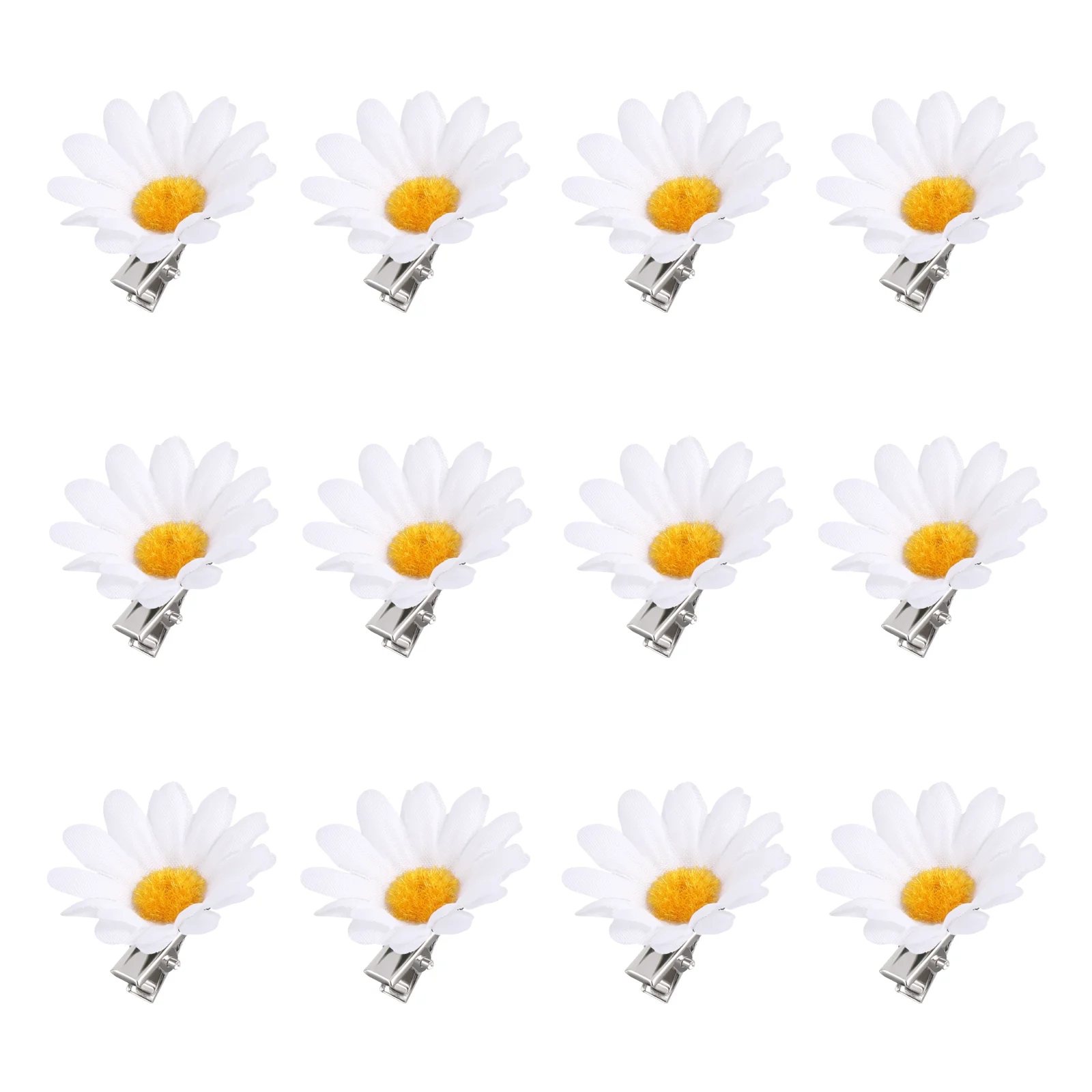 

12Pcs Flower Hair Barrettess, Simulation Daisy Headpieces Hair Barrettes Wedding Hair Accessories Decors for Kids Ladies (