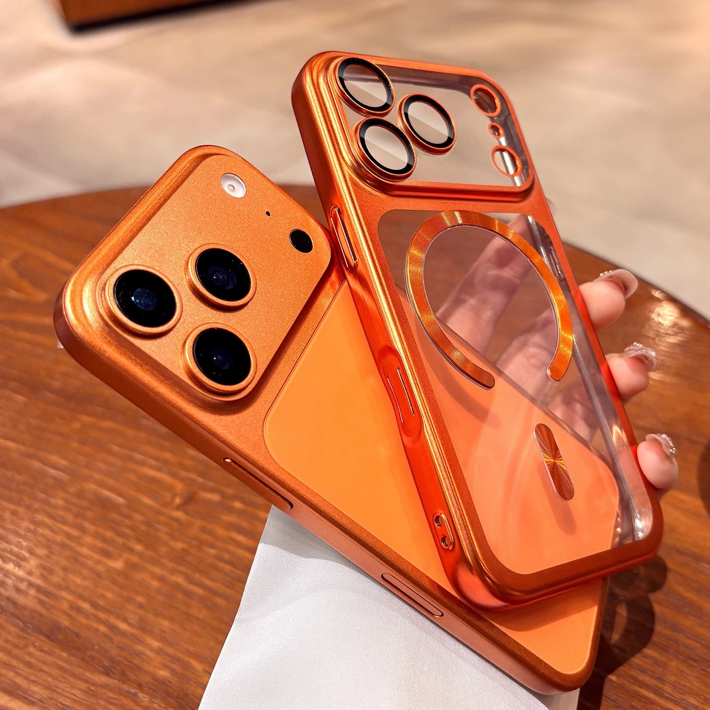 Official Orange Magnetic MagSafe Case - Transparent Soft TPU Camera Protector Cover