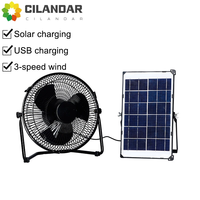 Portátil sem Fio Grande Vento Solar Ventilador Elétrico de Carregamento ao ar Livre Ventilador Chão Fino Freqüência Variável do Agregado Familiar Bancada