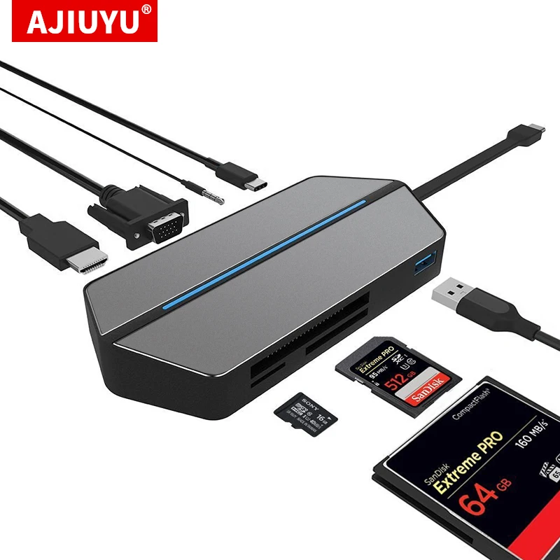 Hub Usb c para Samsung Galaxy Tab sd tf Compact Flash Leitor de Cartão cf Hdmi Tipo-c Adaptador pd Adaptador sd s8 Plus s7 fe s7 Mais 35 Milímetros